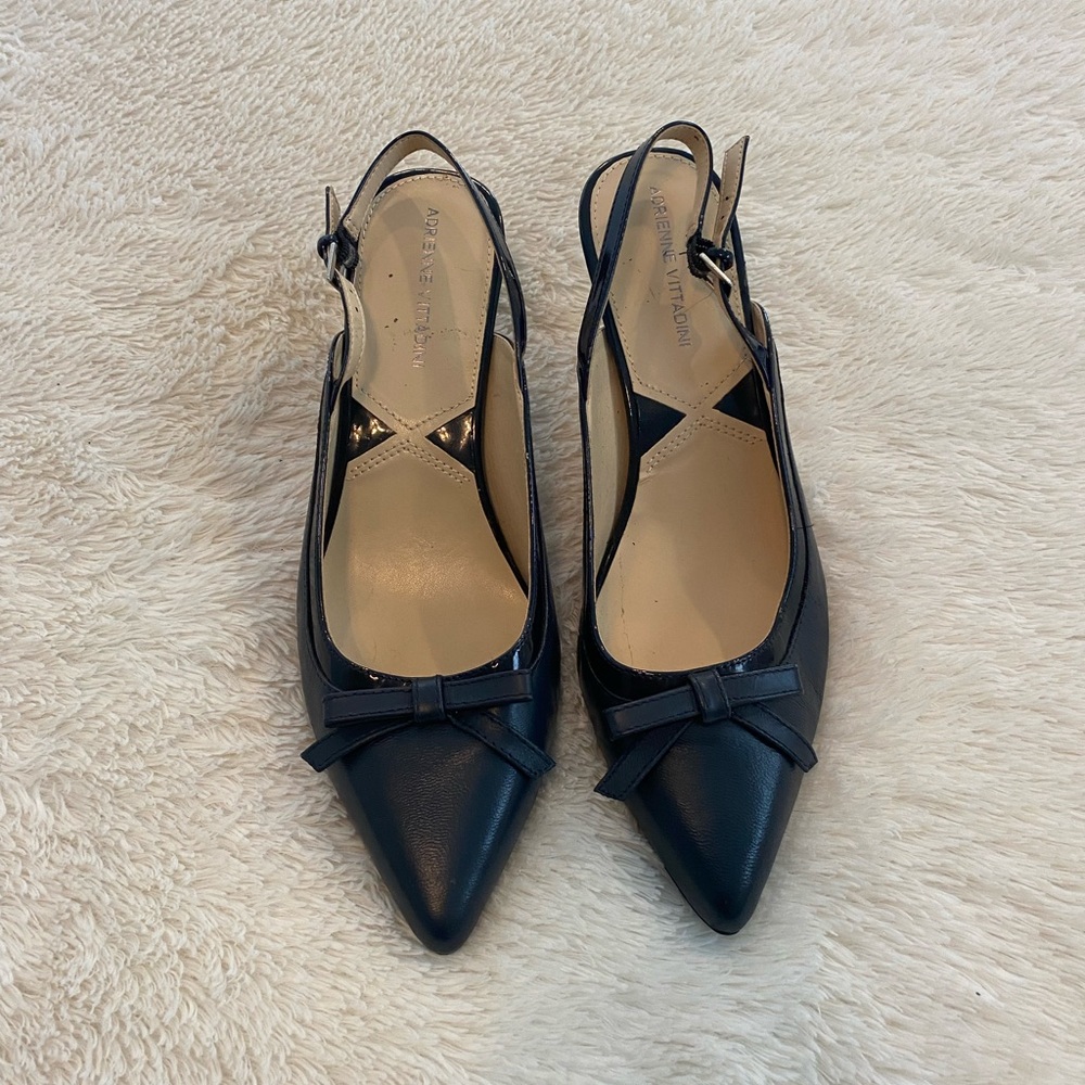 Adrienne Vittadini Simpka Slingback Open Toe Pump in Navy. Beautiful!💝